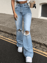 Distressed High Waist Ripped Jeans